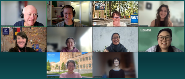 2026 GDRF Participants Zoom screenshot of the eight GDRF participants and program leader Simon Musgrave