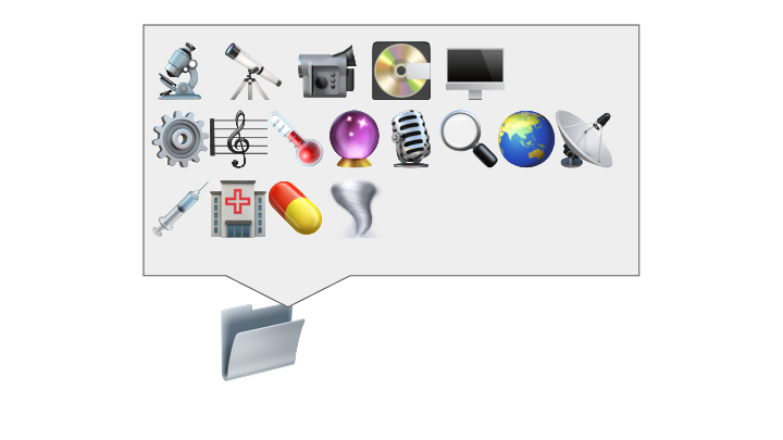 Slide: 11 📂 🔬 🔭 📹 💽 🖥️ ⚙️🎼🌡️🔮🎙️🔍🌏📡💉🏥💊🌪️