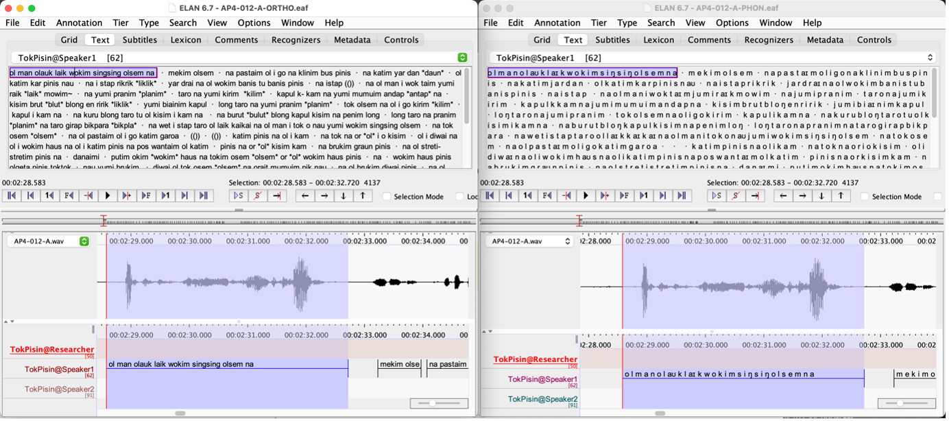 Tok Pisin Transcriptions in ELAN Tok Pisin Transcriptions in ELAN