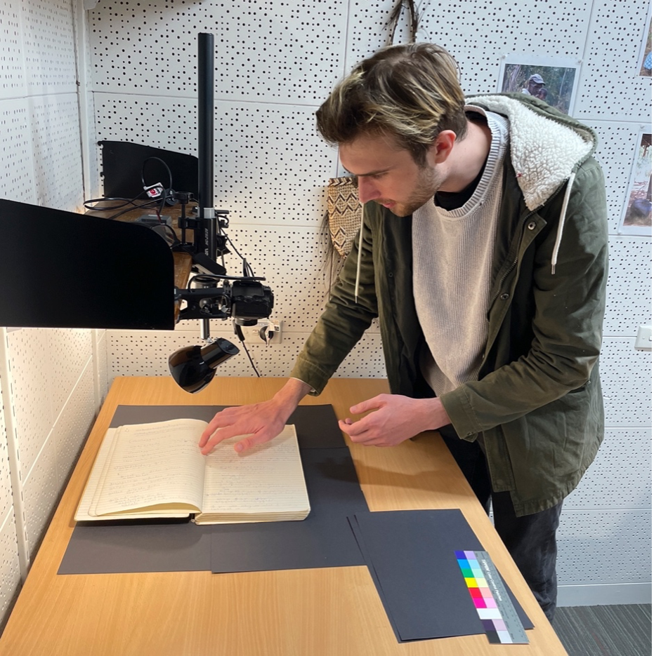 Digitisation of a Luise Hercus manuscript by ANU student Daniel Majchrzak Digitisation of a Luise Hercus manuscript by ANU student Daniel Majchrzak