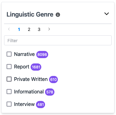 Linguistic Genre Filter Example Linguistic Genre Filter Example