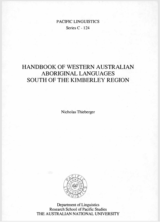 Title page of the Handbook of WA Languages Title page of the Handbook of WA Languages