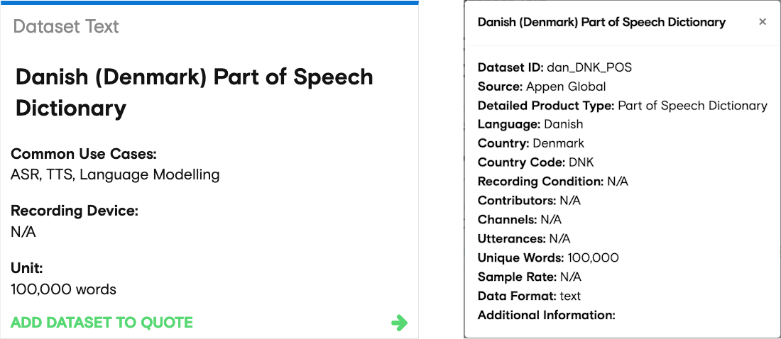 Danish POS Dictionary Catalogue Summary and Metadata