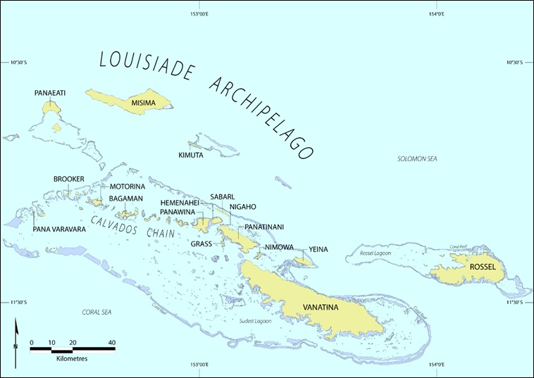 Map of Louisiade Archipelago Map of Louisiade Archipelago