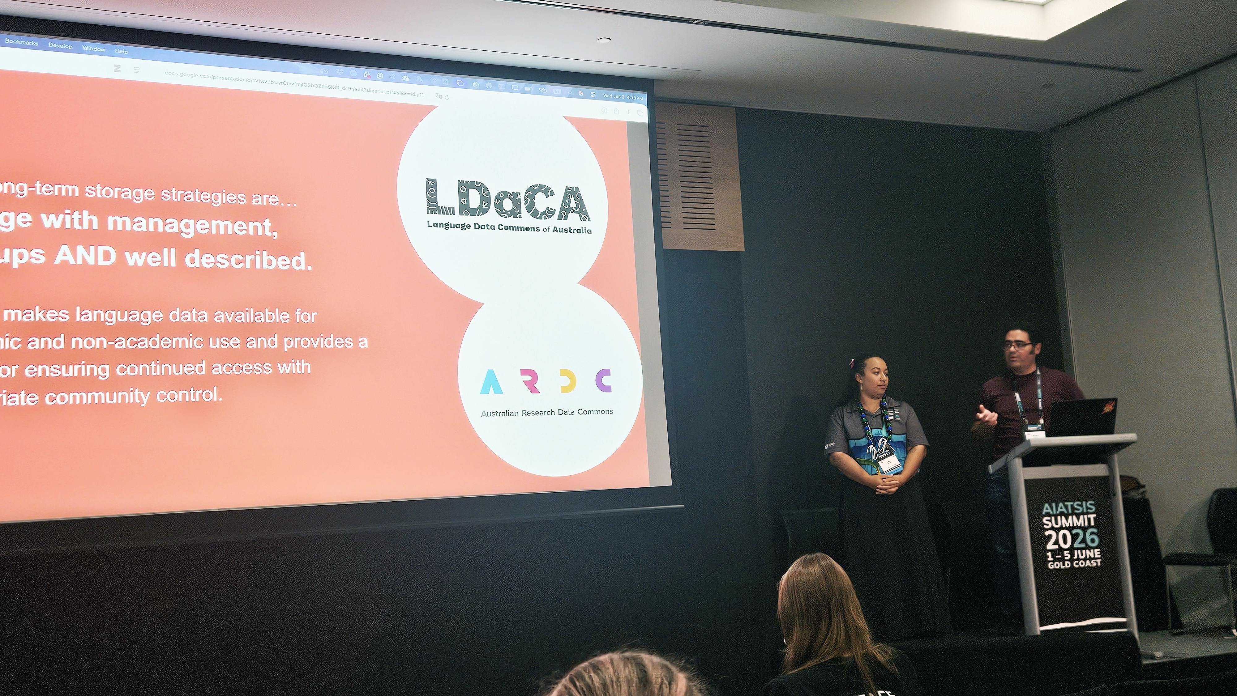 Alex Hohoi and Moises Sacal Bonequi present at the AIATSIS Summit 2026