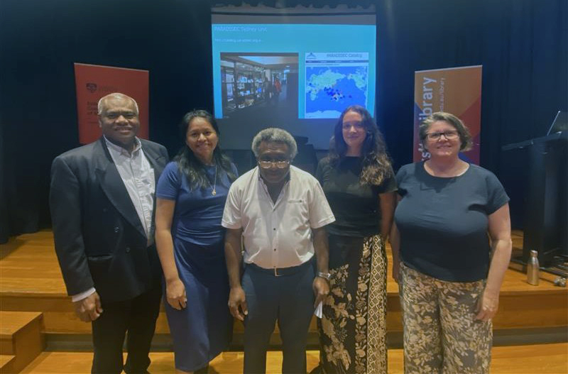 The panellists, from left to right Steven Gagau, Evelyn Quispe, Johnny Obed, Dr Lauren Booker, and chair Dr Amanda Harris. The panellists and facilitator Dr Amanda Harris.