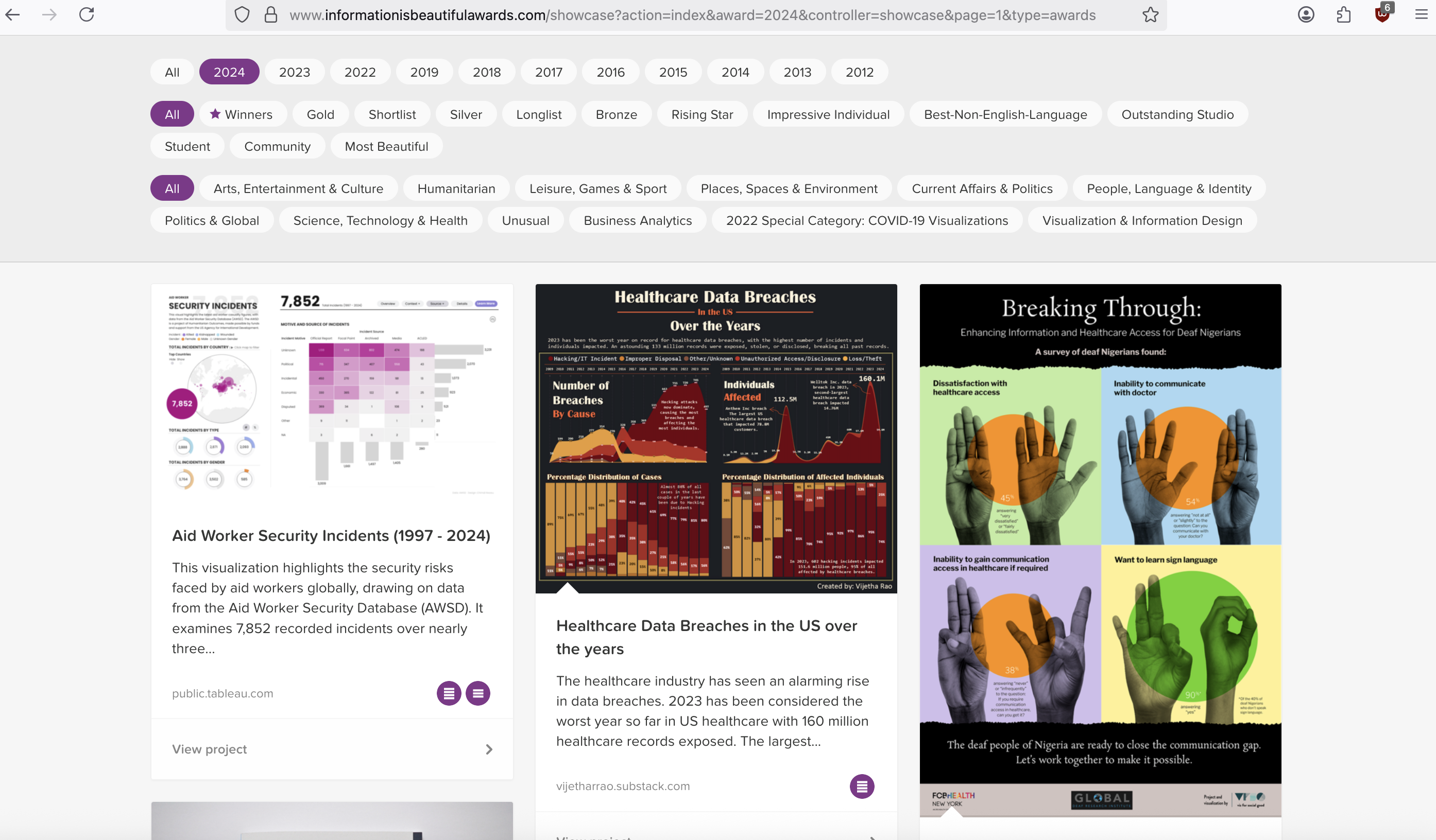 Screenshot of the Information is Beautiful Website Screenshot of the Information is Beautiful Website