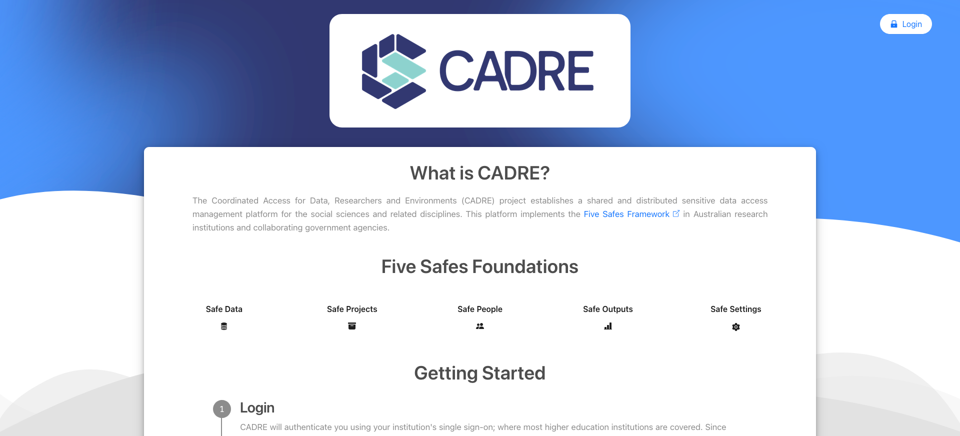 CADRE Interface Welcome Page CADRE Interface Welcome Page