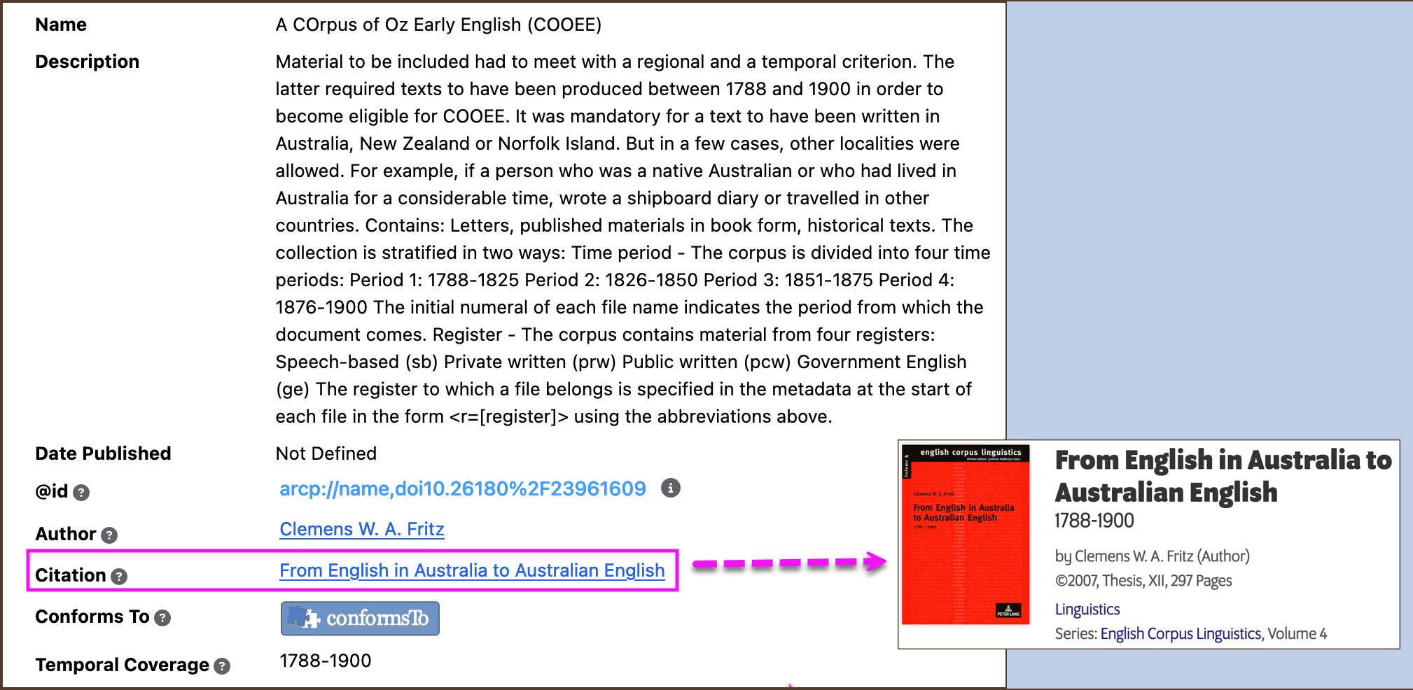 COOEE Citation Metadata Field Example