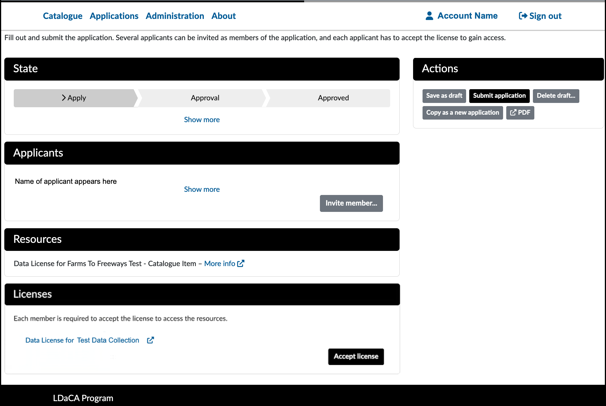 LDaCA-REMS Interface Submit Application LDaCA-REMS Interface Submit Application