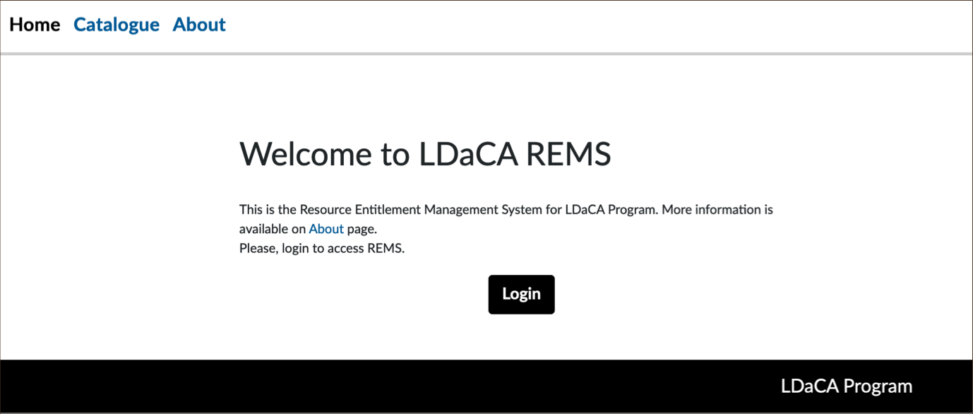 LDaCA-REMS Interface Welcome Page LDaCA-REMS Interface Welcome Page