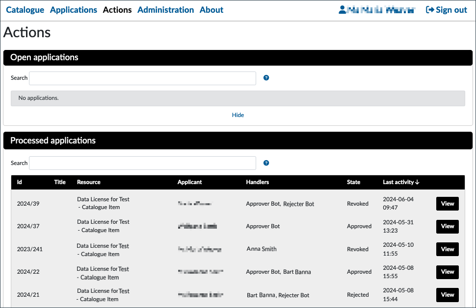 REMS Interface: Actions REMS Interface: Actions